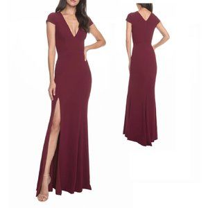 NWT DRESS THE POPULATION KARLA CREPE EVENING GOWN DRESS IN MERLOT